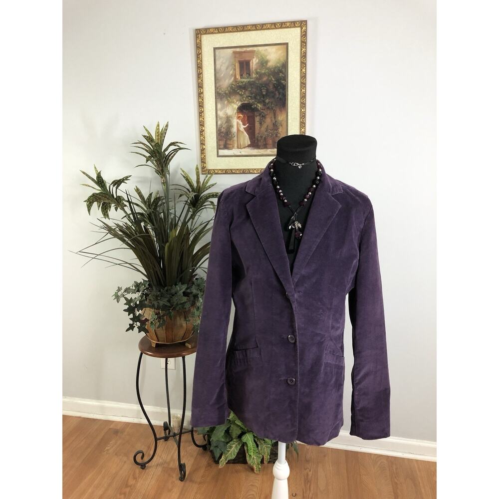 L.L. Bean Women Jacket 10 Open 3 Button Office Siren Clueless Preppy Lapel Colar